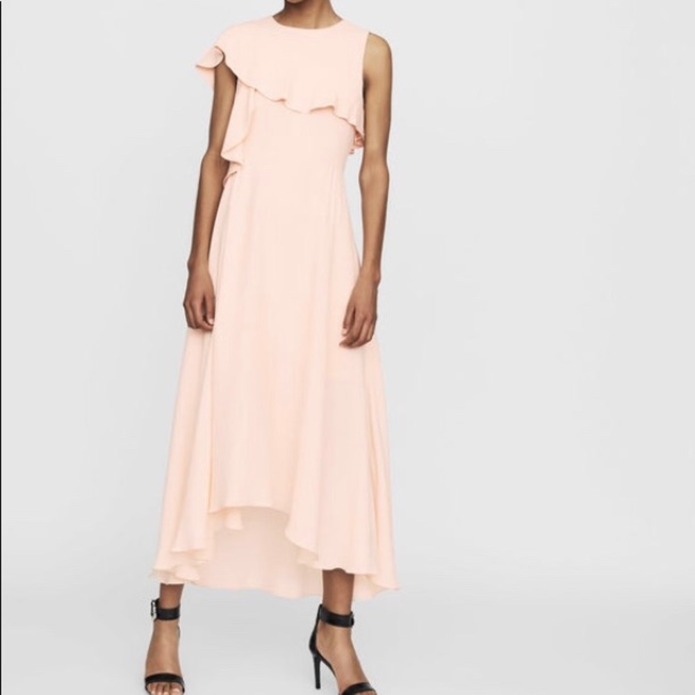 Maje• Long sleeveless crepe dress•